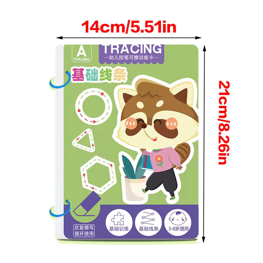 Toddler Tracing Practice Copybook – Reusable Pen Control Workbook