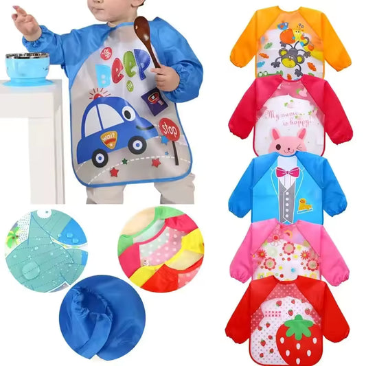 Waterproof Full-Sleeve Baby Bib – Long Sleeve Feeding Smock