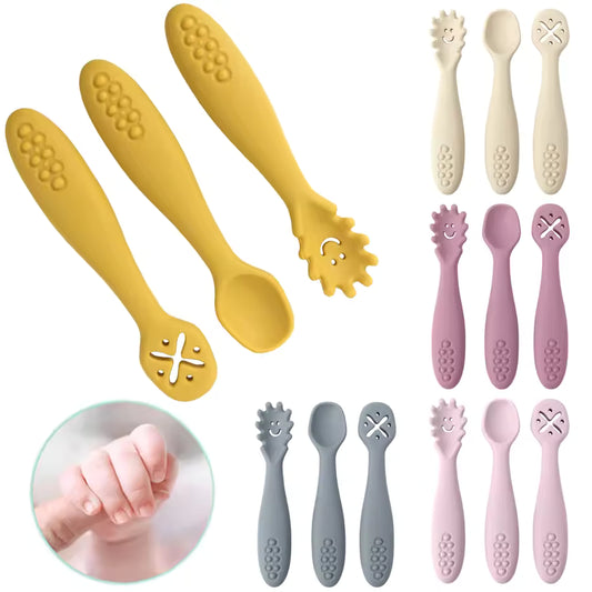 3PCS Baby Learning Spoon Set – Safe Feeding Utensils for Toddlers