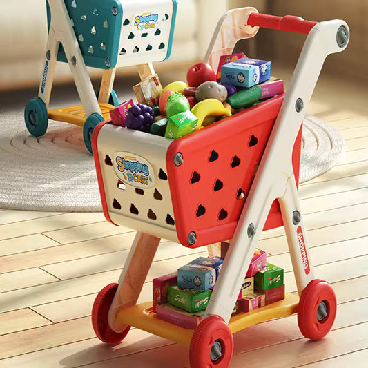 Kids Shopping Cart Toy – Pretend Play Supermarket Trolley with Food & Music