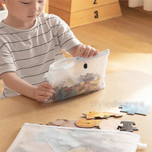 3PCS Mesh Zipper Pouch Set – Waterproof Organizer Bags for School