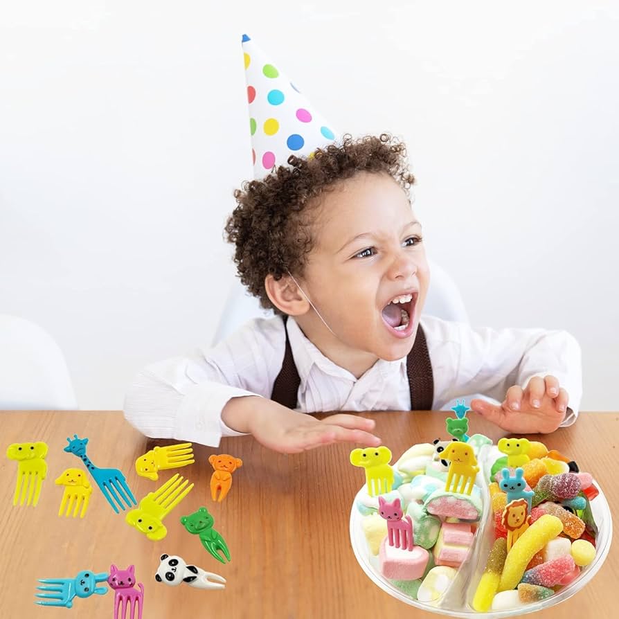 10PCS Mini Cartoon Fruit & Animal Forks – Fun Snack & Dessert Picks