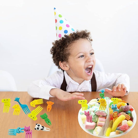10PCS Mini Cartoon Fruit & Animal Forks – Fun Snack & Dessert Picks