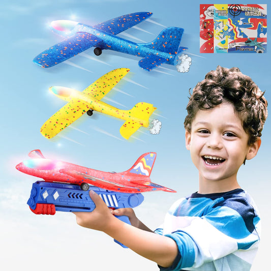 Glowing Foam Aircraft Launcher – 10M Catapult Glider Gun Toy