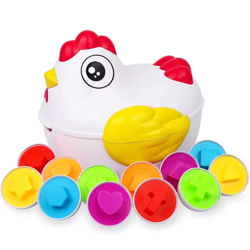 12 Matching Eggs – Montessori Shape & Color Learning Toy