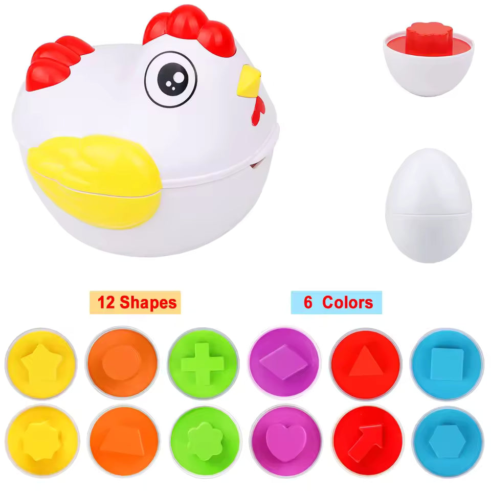 12 Matching Eggs – Montessori Shape & Color Learning Toy