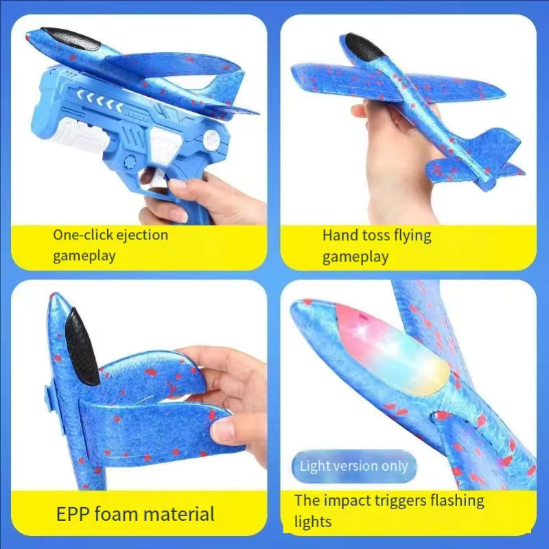 Glowing Foam Aircraft Launcher – 10M Catapult Glider Gun Toy