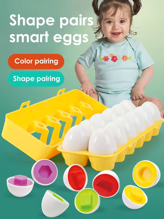 6 PCS Baby Smart Eggs – Montessori Color & Shape Matching Toy