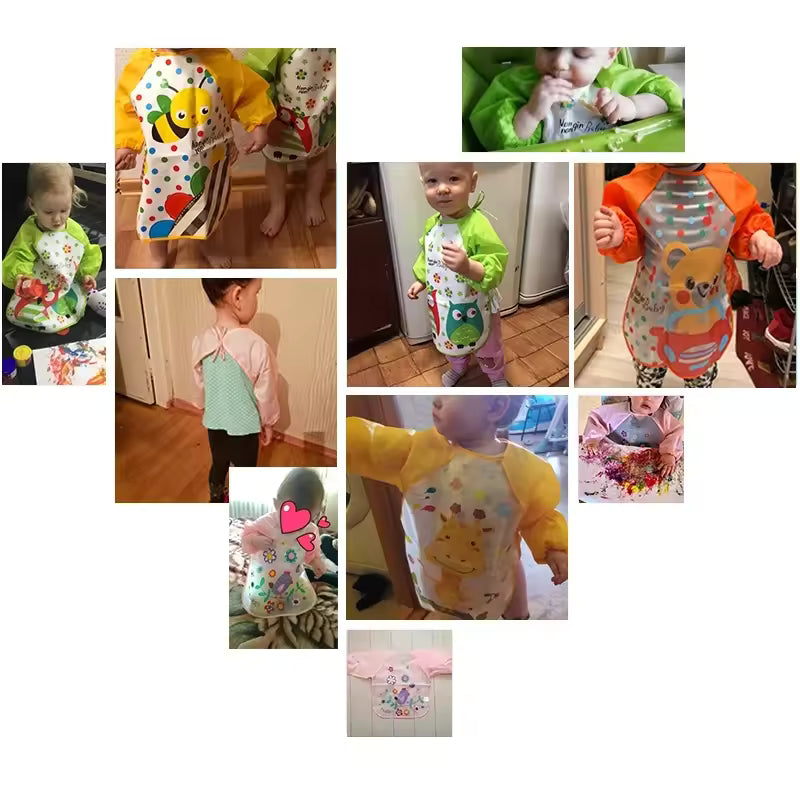 Waterproof Full-Sleeve Baby Bib – Long Sleeve Feeding Smock