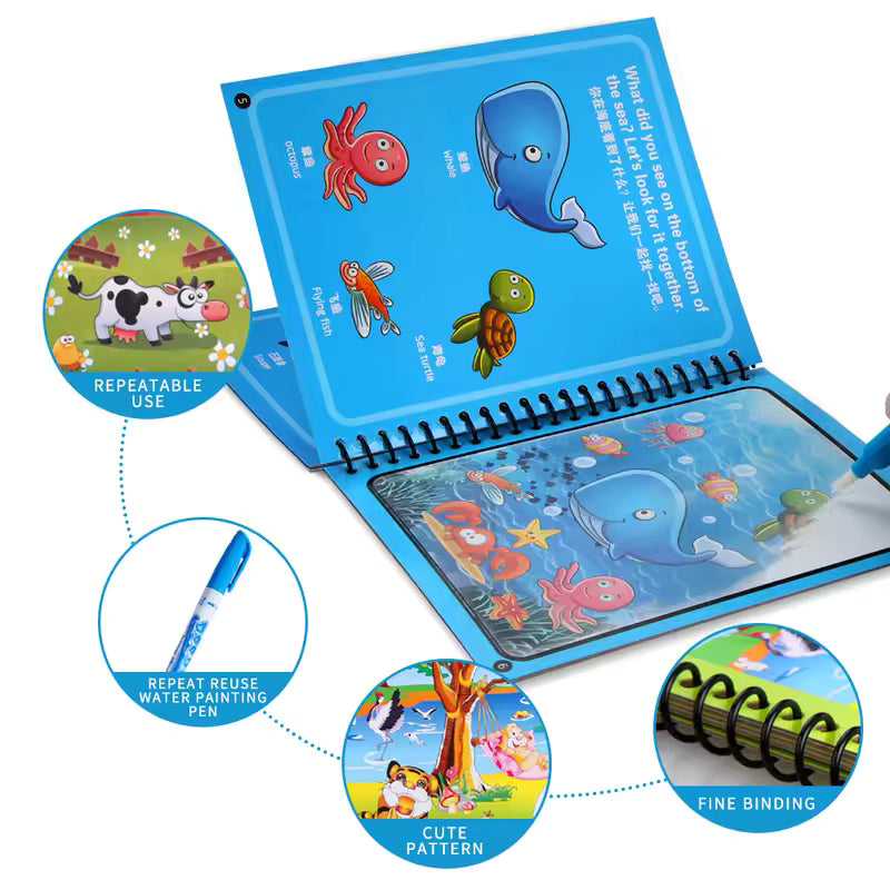 Magical Water Drawing Book – Reusable Montessori Coloring Toy