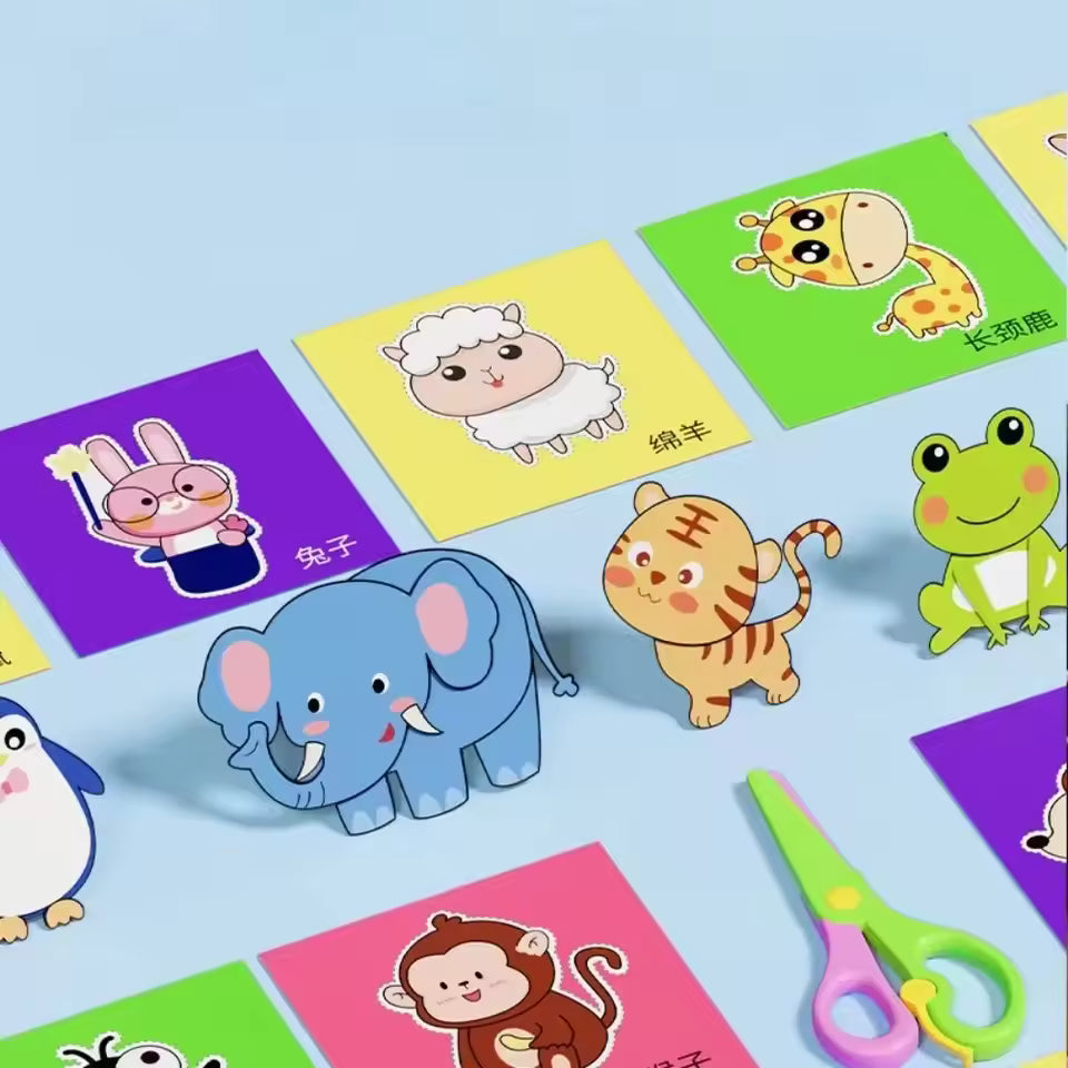 48PCS DIY Paper Cut Craft Set – Cartoon Scrapbooking Art Toys for Kids