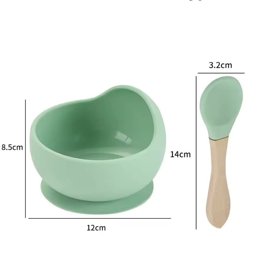 Spill-Proof Silicone Baby Bowl & Spoon – Safe Tableware for Kids