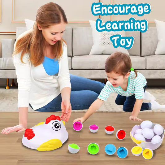 12 Matching Eggs – Montessori Shape & Color Learning Toy