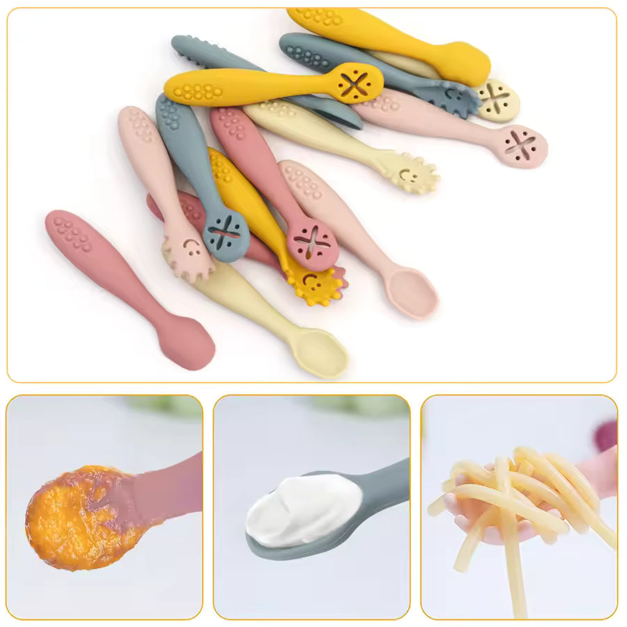 3PCS Baby Learning Spoon Set – Safe Feeding Utensils for Toddlers