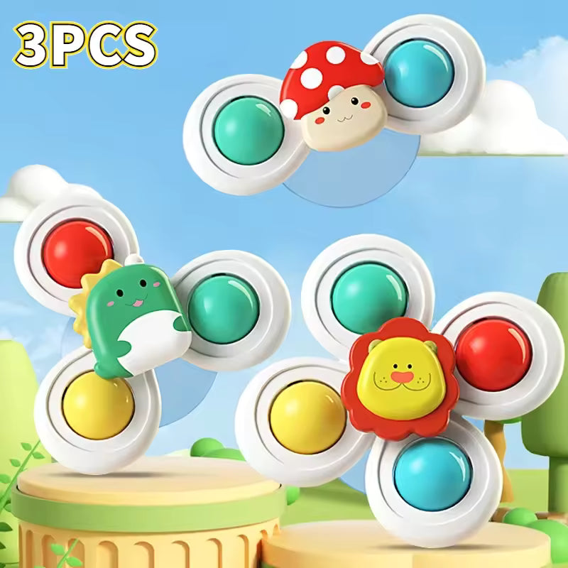 3PCS Suction Cup Spinner Toy – Baby Bath & Sensory Play