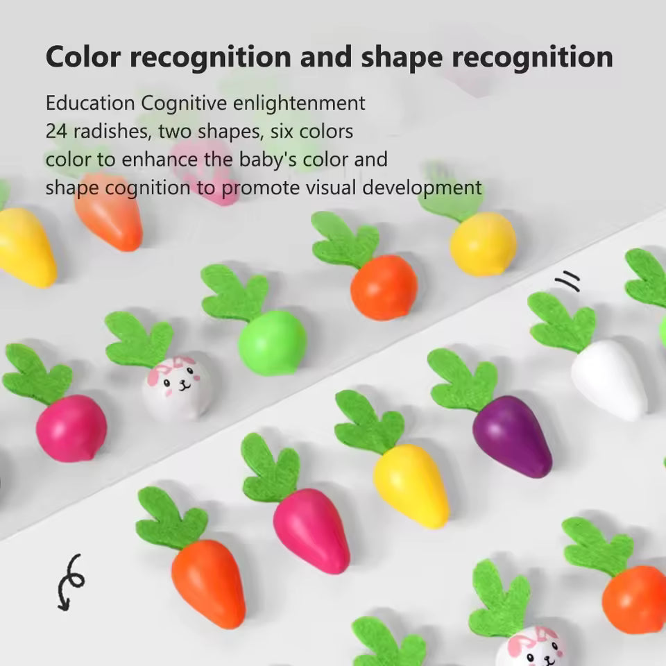 Baby Pull-Out Radish Toy – Montessori Harvest & Sorting Game