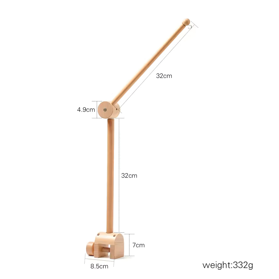 Baby Crib Mobile – Forest Animal Rattle with Wooden Bracket