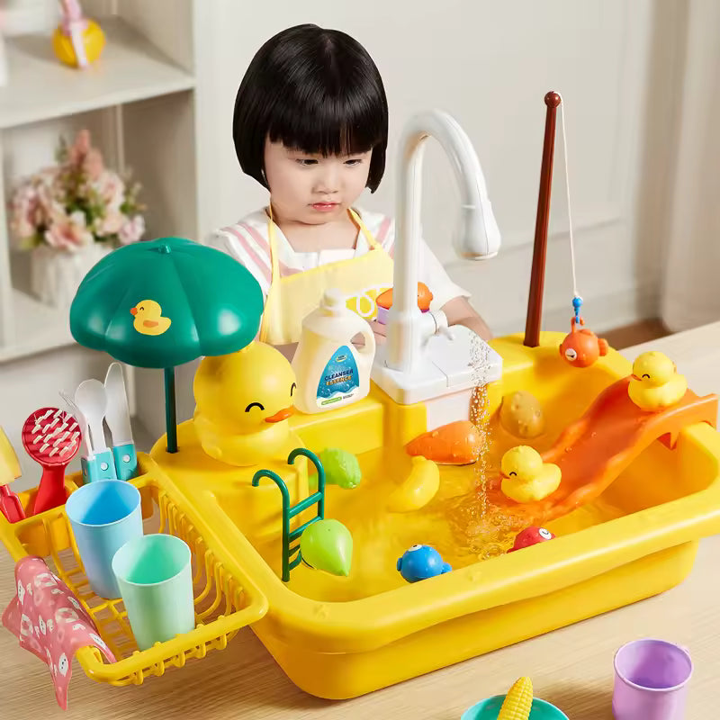 Kids Kitchen Sink Toy – Electric Dishwasher & Pretend Play Set