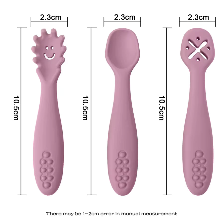 3PCS Baby Learning Spoon Set – Safe Feeding Utensils for Toddlers