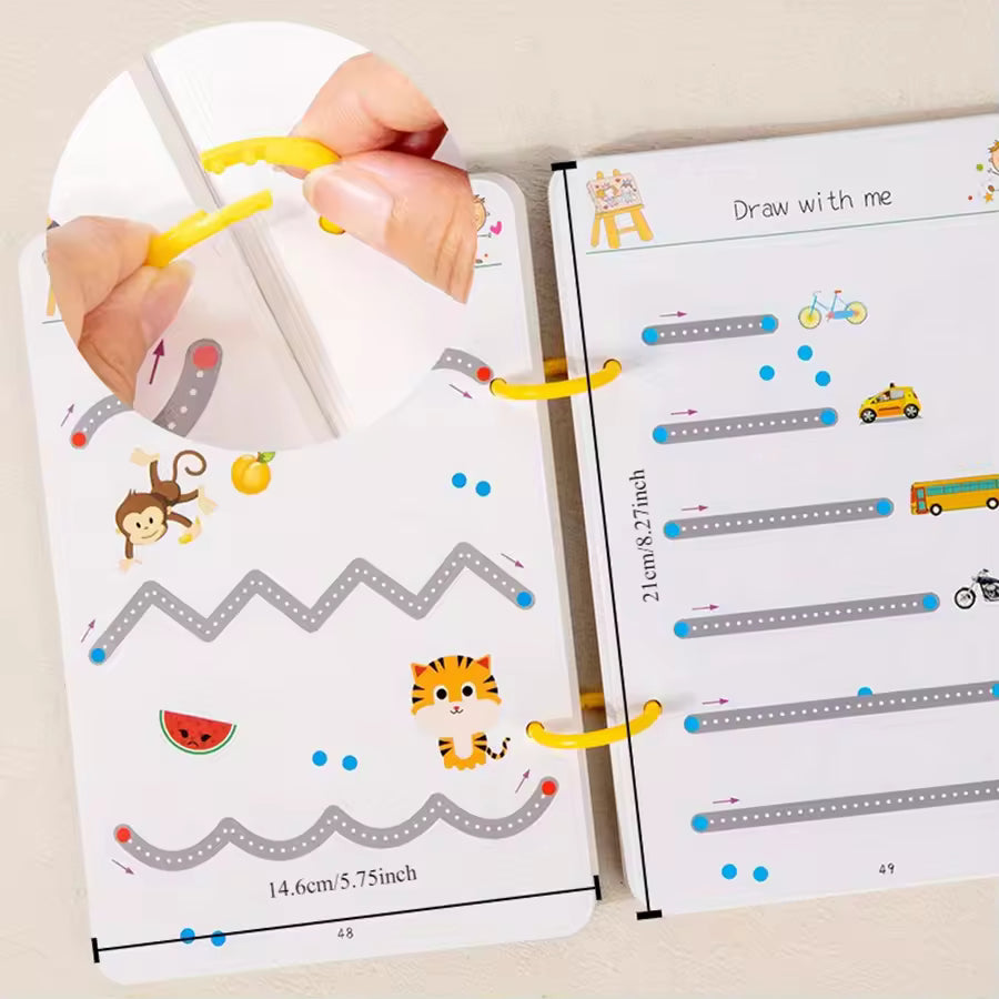 Toddler Tracing Practice Copybook – Reusable Pen Control Workbook