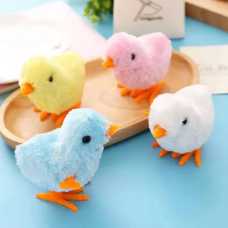 Wind-Up Plush Chicken Cat Toy – Interactive Jumping & Hopping Fun
