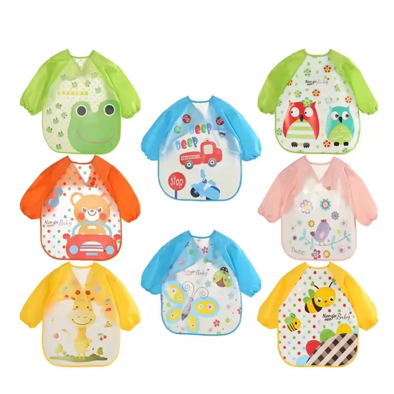 Waterproof Full-Sleeve Baby Bib – Long Sleeve Feeding Smock