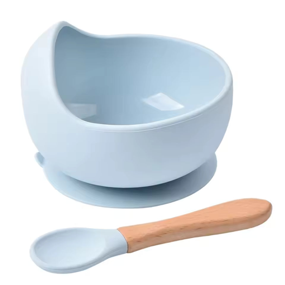 Spill-Proof Silicone Baby Bowl & Spoon – Safe Tableware for Kids