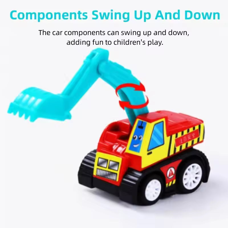 Mini Pull-Back Engineering Car Set – Fun Cartoon Vehicles for Kids