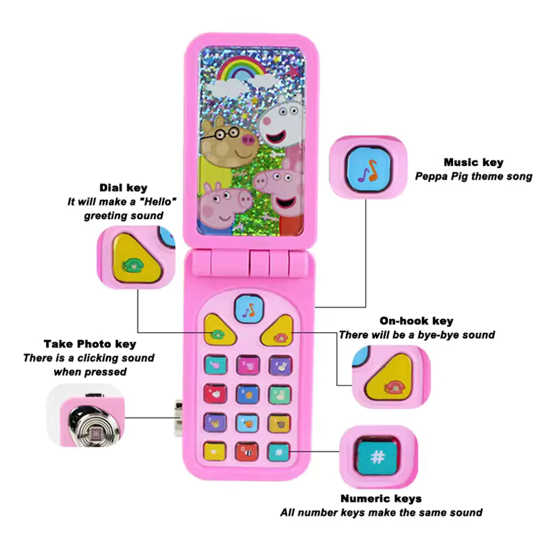 Peppa Pig Folding Mobile Phone Toy – Early Learning Play Phone for Kids