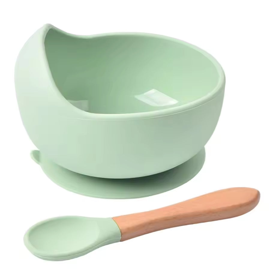 Spill-Proof Silicone Baby Bowl & Spoon – Safe Tableware for Kids