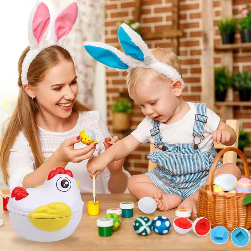 12 Matching Eggs – Montessori Shape & Color Learning Toy