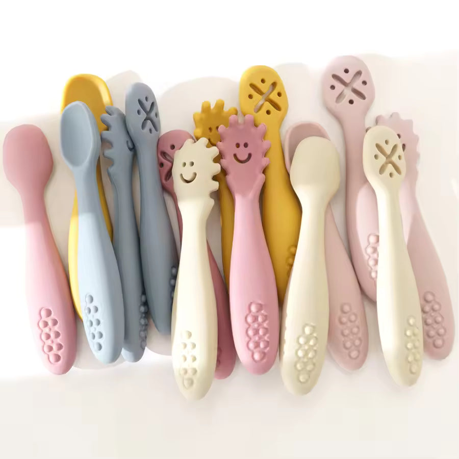 3PCS Baby Learning Spoon Set – Safe Feeding Utensils for Toddlers