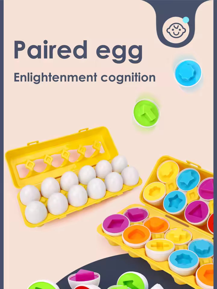 6 PCS Baby Smart Eggs – Montessori Color & Shape Matching Toy