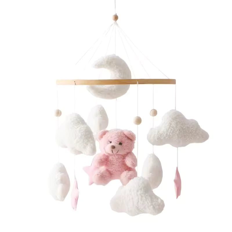 Baby Crib Mobile – Forest Animal Rattle with Wooden Bracket