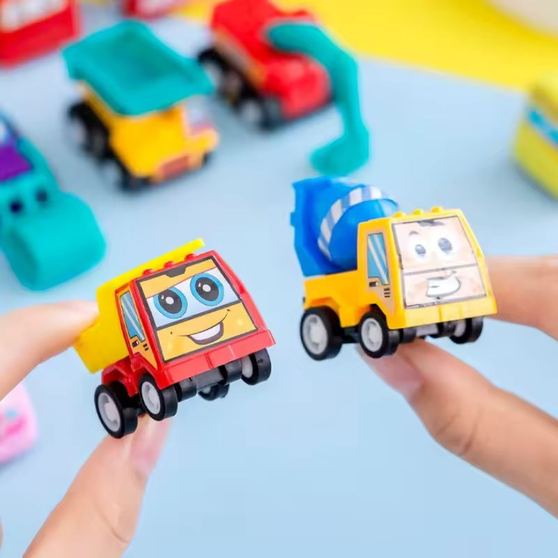 Mini Pull-Back Engineering Car Set – Fun Cartoon Vehicles for Kids