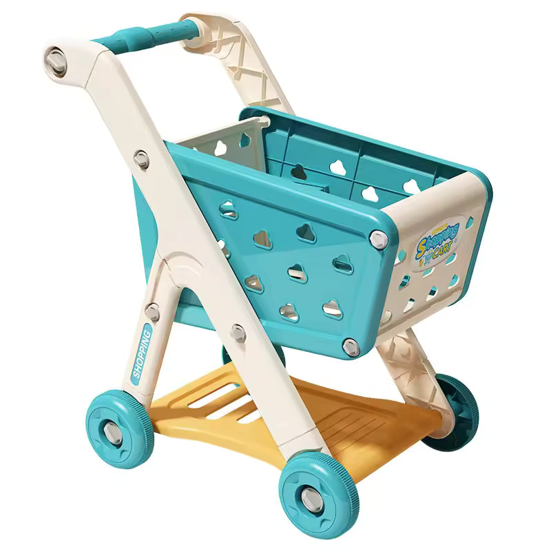 Kids Shopping Cart Toy – Pretend Play Supermarket Trolley with Food & Music