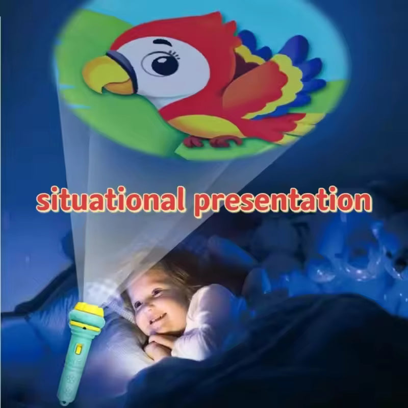 Kids Story Projector Toy – Bedtime Wall Projection Flashlight