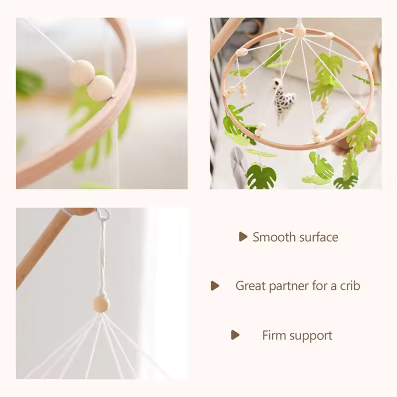 Baby Crib Mobile – Forest Animal Rattle with Wooden Bracket