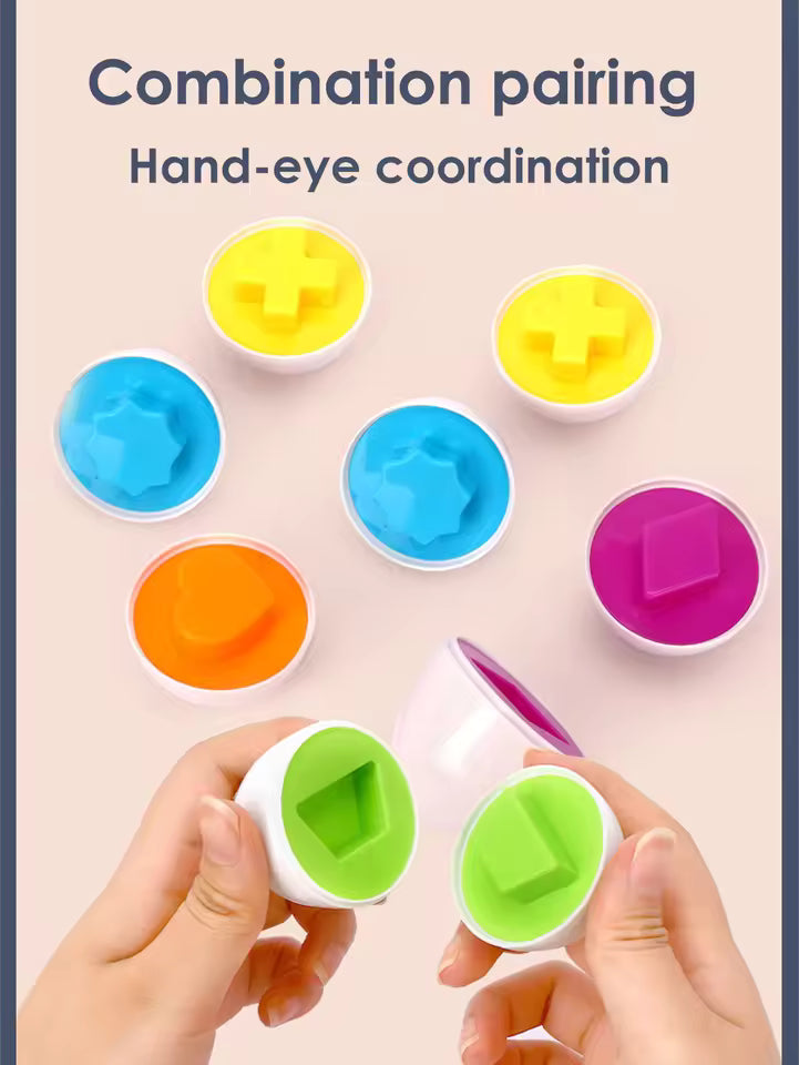 6 PCS Baby Smart Eggs – Montessori Color & Shape Matching Toy