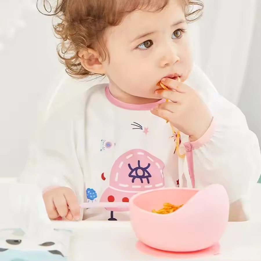 Spill-Proof Silicone Baby Bowl & Spoon – Safe Tableware for Kids