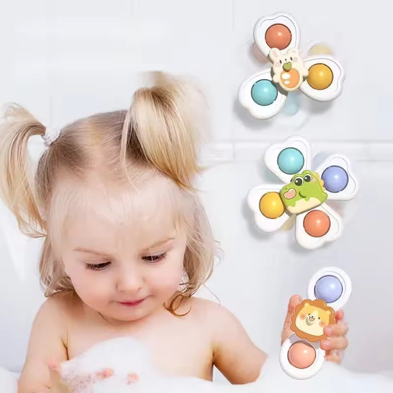 3PCS Suction Cup Spinner Toy – Baby Bath & Sensory Play