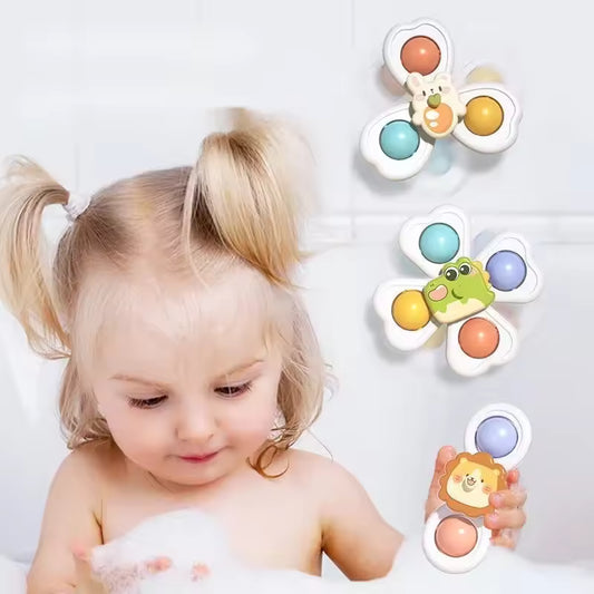 3PCS Suction Cup Spinner Toy – Baby Bath & Sensory Play