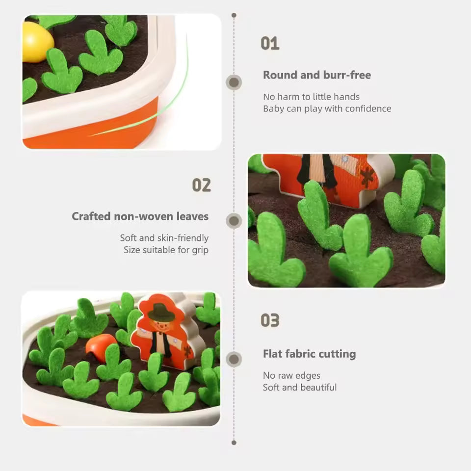 Baby Pull-Out Radish Toy – Montessori Harvest & Sorting Game