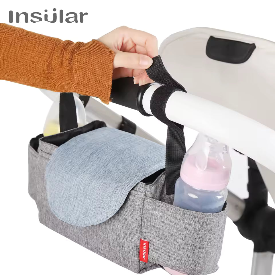 Insulated Baby Diaper & Bottle Bag – Stroller Storage for Essentials