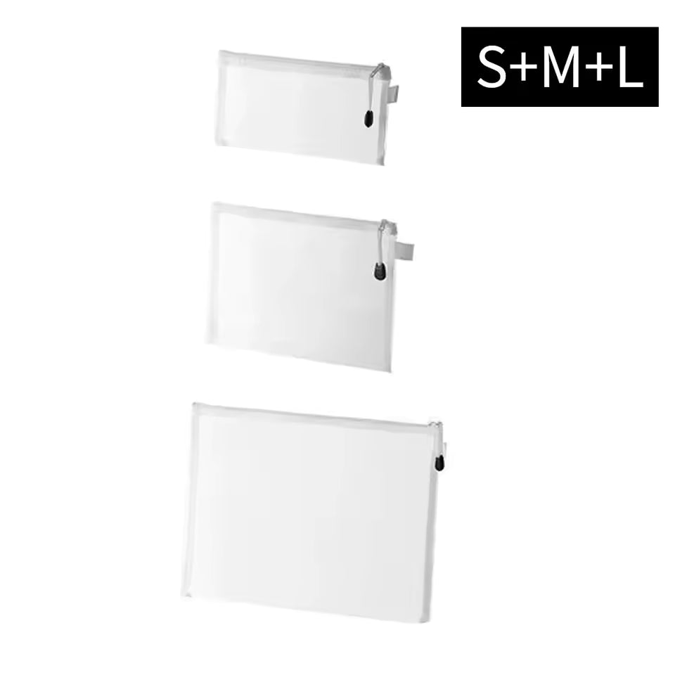 3PCS Mesh Zipper Pouch Set – Waterproof Organizer Bags for School