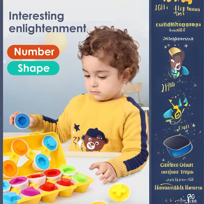 6 PCS Baby Smart Eggs – Montessori Color & Shape Matching Toy