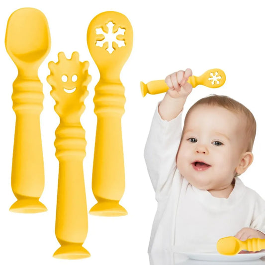 3PCS Baby Learning Spoon Set – Safe Feeding Utensils for Toddlers